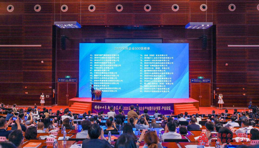 2020深圳企业500强榜单发布，东信连续两年上榜