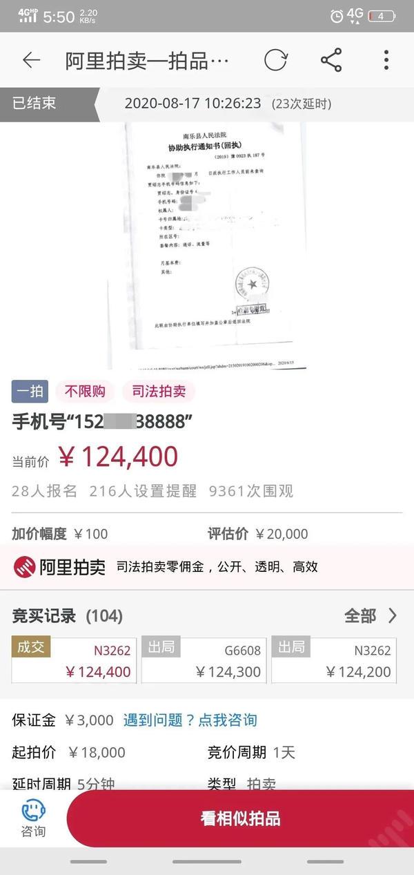 手机靓号尾号8888的手机号码评估价2万拍卖出12.44万，咋做到的？