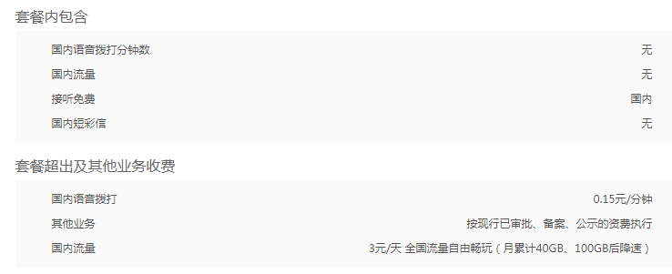 联通大天神卡套餐内容
