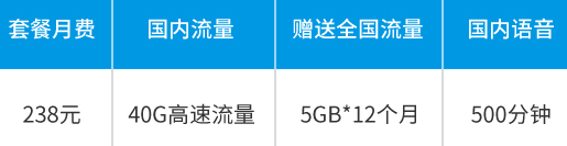 移动238套餐资费