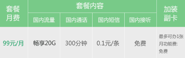 电信新天翼畅享20G(99元)送三个月优酷会员资费如下!