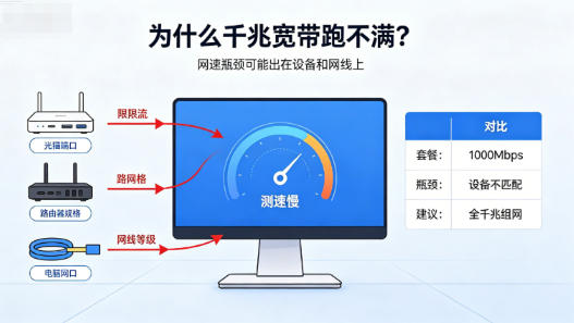 为什么装了千兆宽带，网速却没有千兆？
