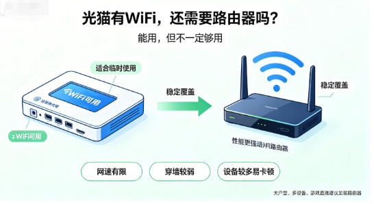 光猫自带WiFi能不能用？一定要额外买路由器吗