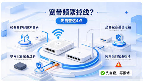 宽带频繁掉线、反复断网？先自查这4点
