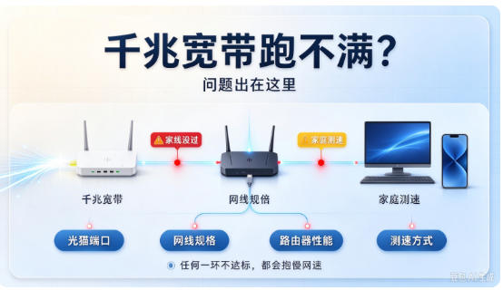 千兆宽带跑不满？问题出在这里