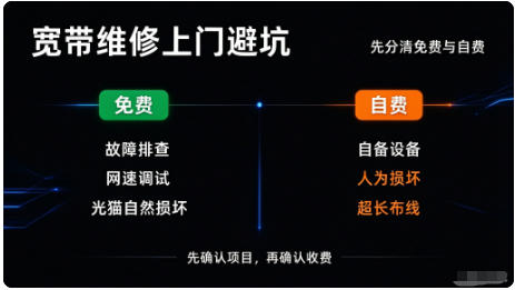宽带维修上门避坑指南！哪些配件免费、哪些收费一目了然