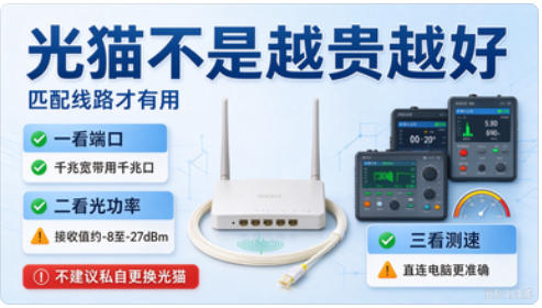 光猫不是越贵越好，匹配线路才有用！三步自检判断光猫是否达标