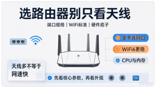 选路由器别只看天线！端口、WiFi 标准、硬件才是决定网速的关键