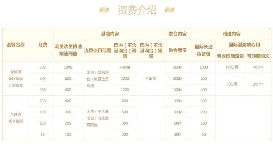 2024年伊春移动全球通畅享套餐