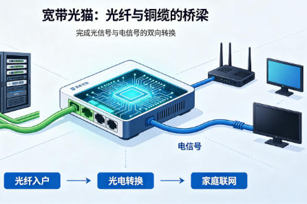 宽带光猫:打通光纤与铜缆的网络传输核心桥梁