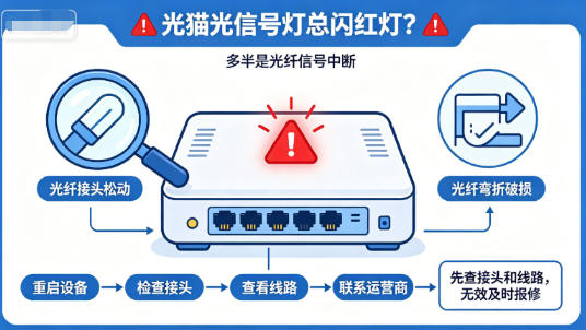 光猫光信号灯闪红灯？一文看懂故障原因与处理办法