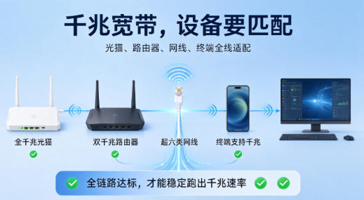 千兆宽带跑不满速？关键在于设备匹配