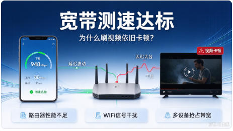 宽带测速达标,但是刷视频依旧卡顿