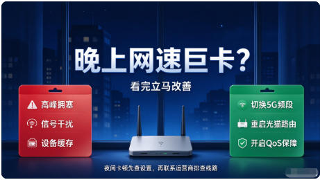 晚上网速巨卡？看完立马改善！告别夜间网络卡顿