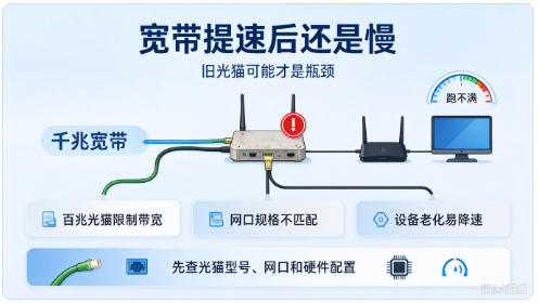 宽带提速后网速依旧慢，别光怪运营商，旧光猫才是瓶颈